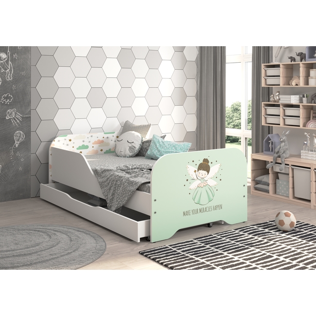 Miki Toddler Children Kids Bed Including Mattress + Drawer 160x80 - Fairy