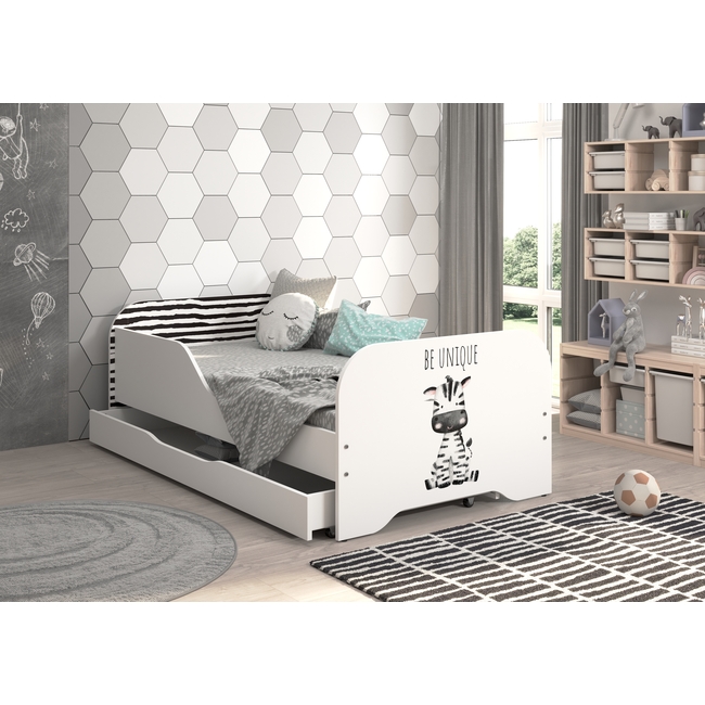 Παιδικό Κρεβάτι Miki 160 x 80 cm με Συρτάρι + Δώρο Στρώμα - Zebra Unique