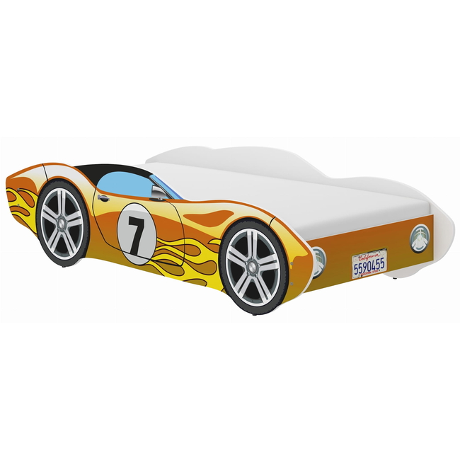 Children's Bed 160 x 80 cm (Gift Mattress) - Orange Flames Corvette