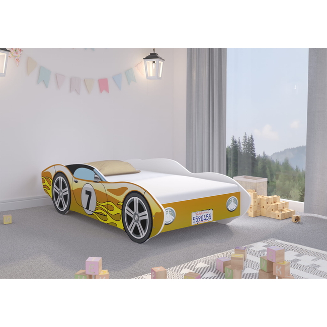 Children's Bed 160 x 80 cm (Gift Mattress) - Orange Flames Corvette