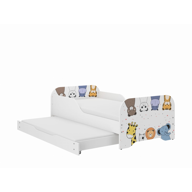 Παιδικό Κρεβάτι Miki 2 in 1 με Συρτάρι & 2η θέση ύπνου 160 x 80 cm + Δώρο 2 Στρώματα - Mini Zoo