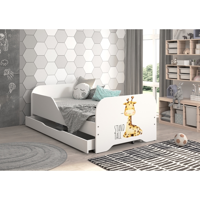 Παιδικό Κρεβάτι Miki 160 x 80 cm με Συρτάρι + Δώρο Στρώμα - Giraffe Stand Tall